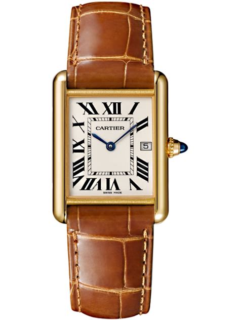 mens cartier leather watch|cartier watches with leather strap.